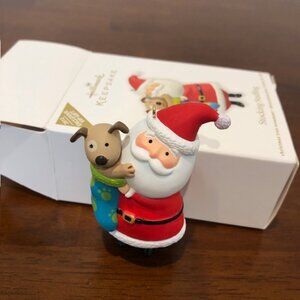 Hallmark Keepsake 2012 VIP Santa With Dog Ornament Stocking Stuffing.